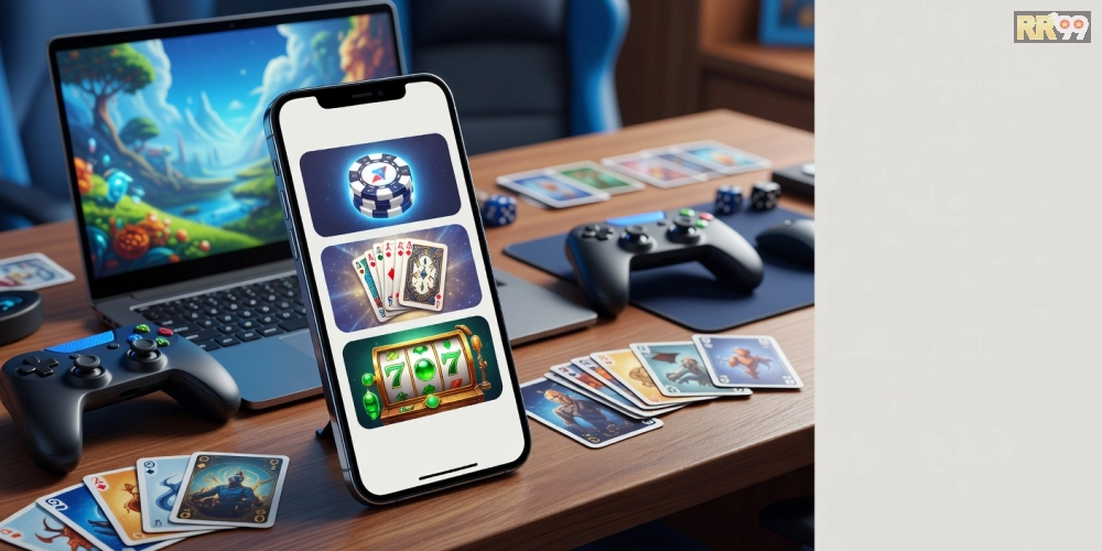 Minh họa giao diện tải game bài RikVIP với các trò chơi đa dạng